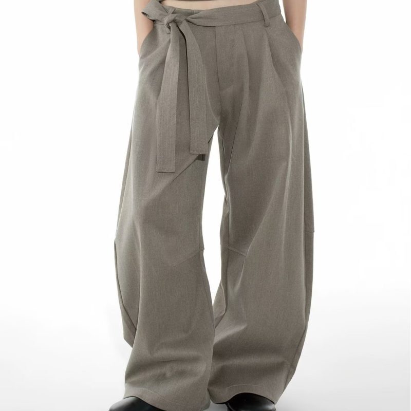 Not Ugly New Belt Linen Pattern Scimitar-Style Dress Pants Men's Relaxed Loose Wide-Leg Casual Suit Long Trousers Not Ugly New Belt Linen Pattern Scimitar-Style Dress Pants Men's Relaxed Loose Wide-Leg Casual Suit Long Trousers