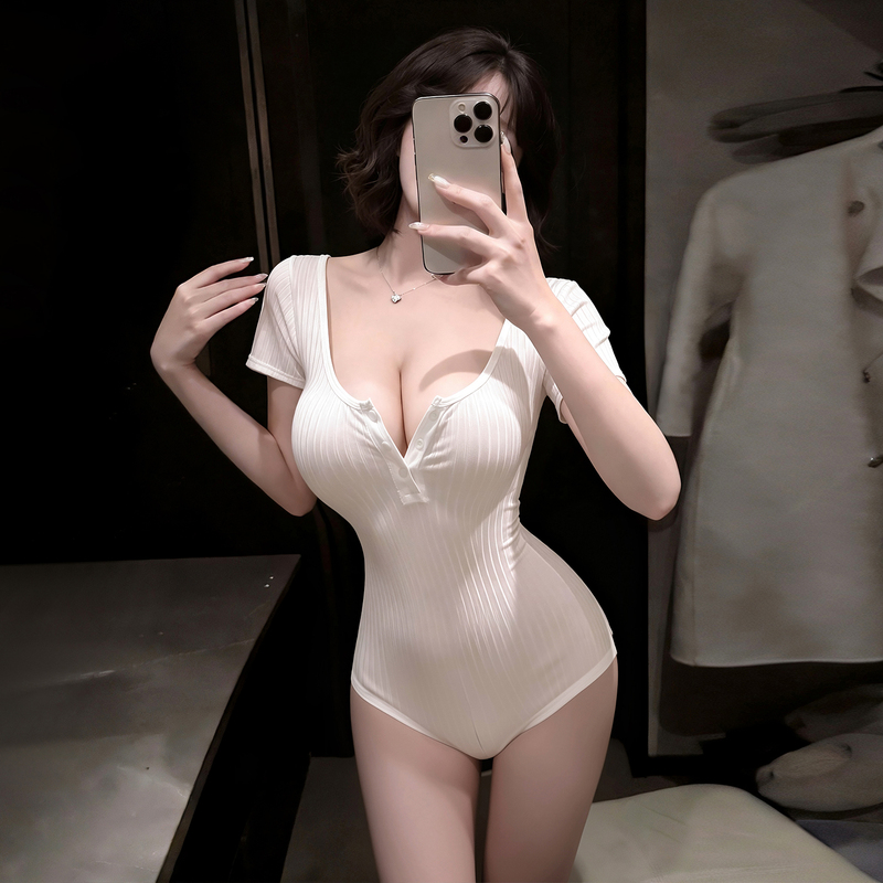Low-Cut Buttoned Zipper Open-Crotch Bodysuit Shapewear Body Shaper Slimming Lingerie Tight-Fitting Sexy Intimate Wear Low-Cut Buttoned Zipper Open-Crotch Bodysuit Shapewear Body Shaper Slimming Lingerie Tight-Fitting Sexy Intimate Wear