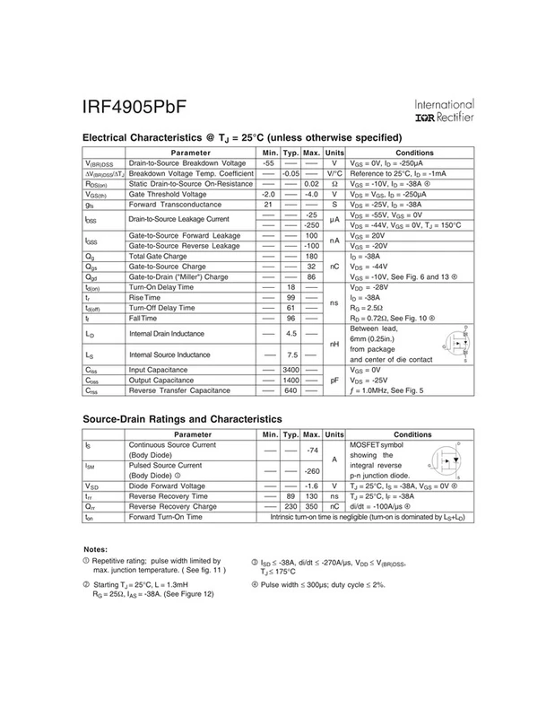 Chính hãng IRF4905PBF TO-220 P-channel-55V/-74A cắm trực tiếp MOSFET ống hiệu ứng trường