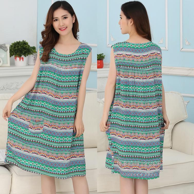 Cotton lụa nightdress mùa hè của phụ nữ cộng với phân bón tăng nhân tạo cotton không tay đồ ngủ phụ nữ mang thai bông lỏng kích thước lớn nightdress mùa hè