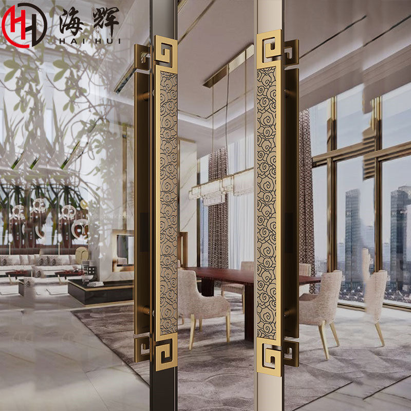 Chinese antique copper door handle door carving handle shop door shop door opening handrail custom