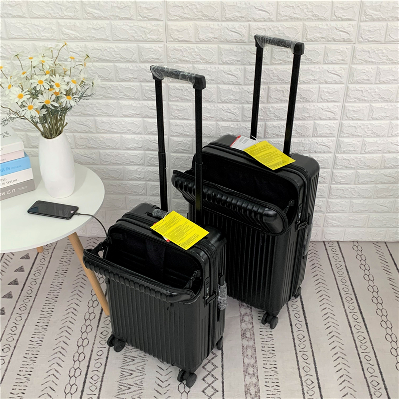 MARRLVE business rechargeable front opening box trolley case silent wheel 20 inch boarding case 24 inch luggage