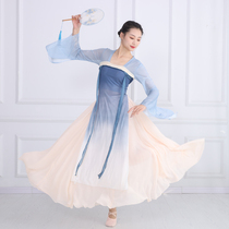 Vêtements de danse classique style Han et Tang en gaze pour femmes vêtements de performance élégants pour fans costume long de danse en solo