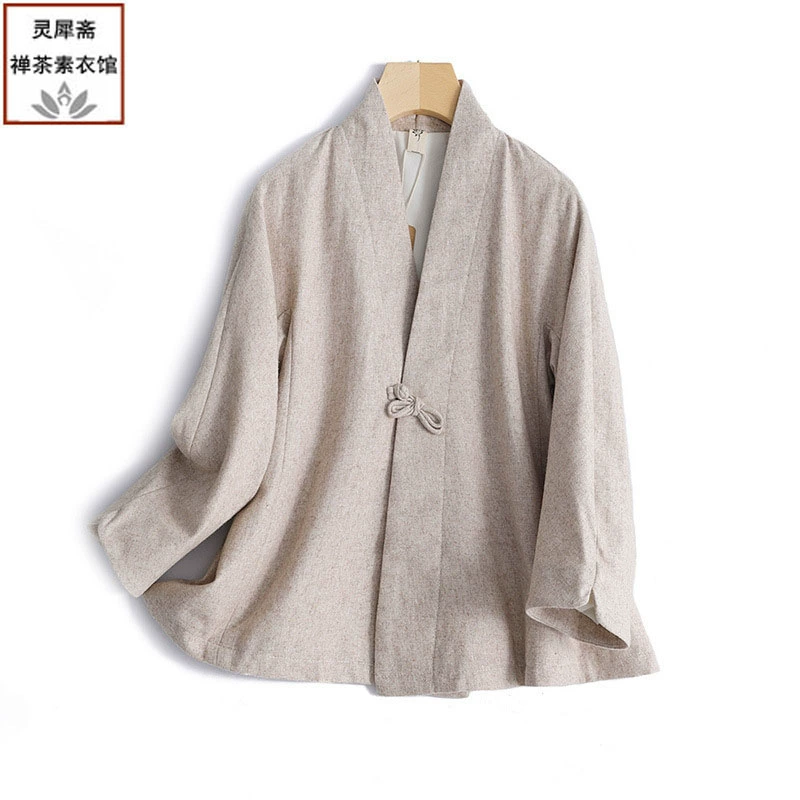 Lingxizhai 2020 new mùa đông retro len ngắn áo kiểu Trung Quốc khóa đĩa cộng với kích thước hanfu nữ ngắn hàng đầu - Áo khoác ngắn