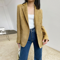 SOULKISS into the shop B defeat _ fixed dye CH@NEL small fragrance woven texture plaid small blazer female