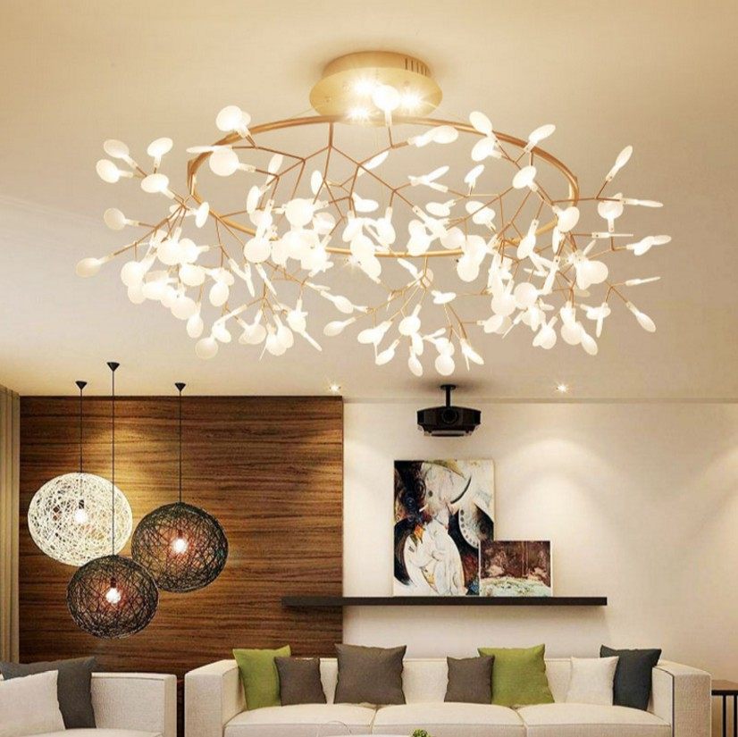 Firefly main bedroom Living room Nordic rear Modern creative personality Leaf Dining Hall Branch Web Cafe Milk Tea Shop Chandeliers