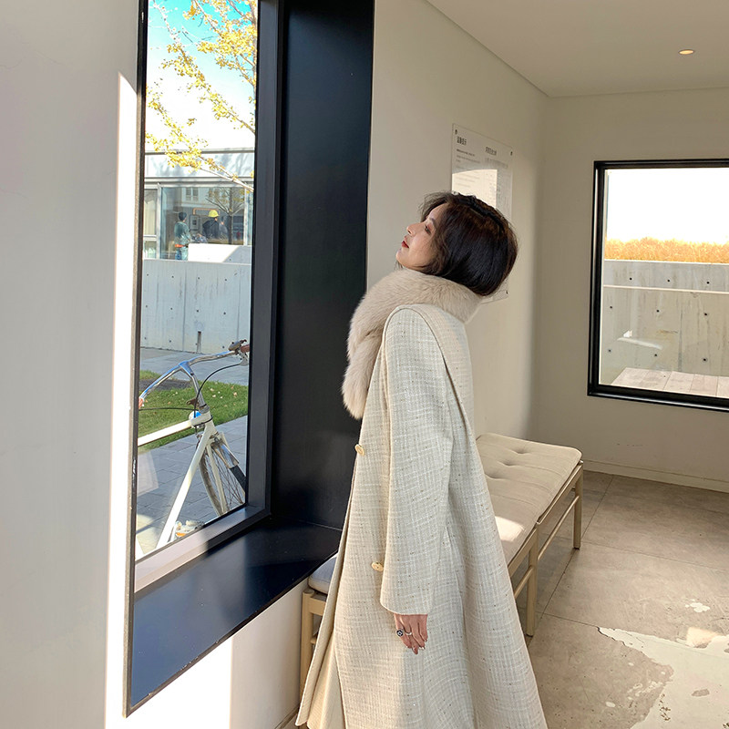 (TWO LEMON Sinan Mansion) Xiaoxiang rice white coat 2022 autumn and winter new long section all-match coat women