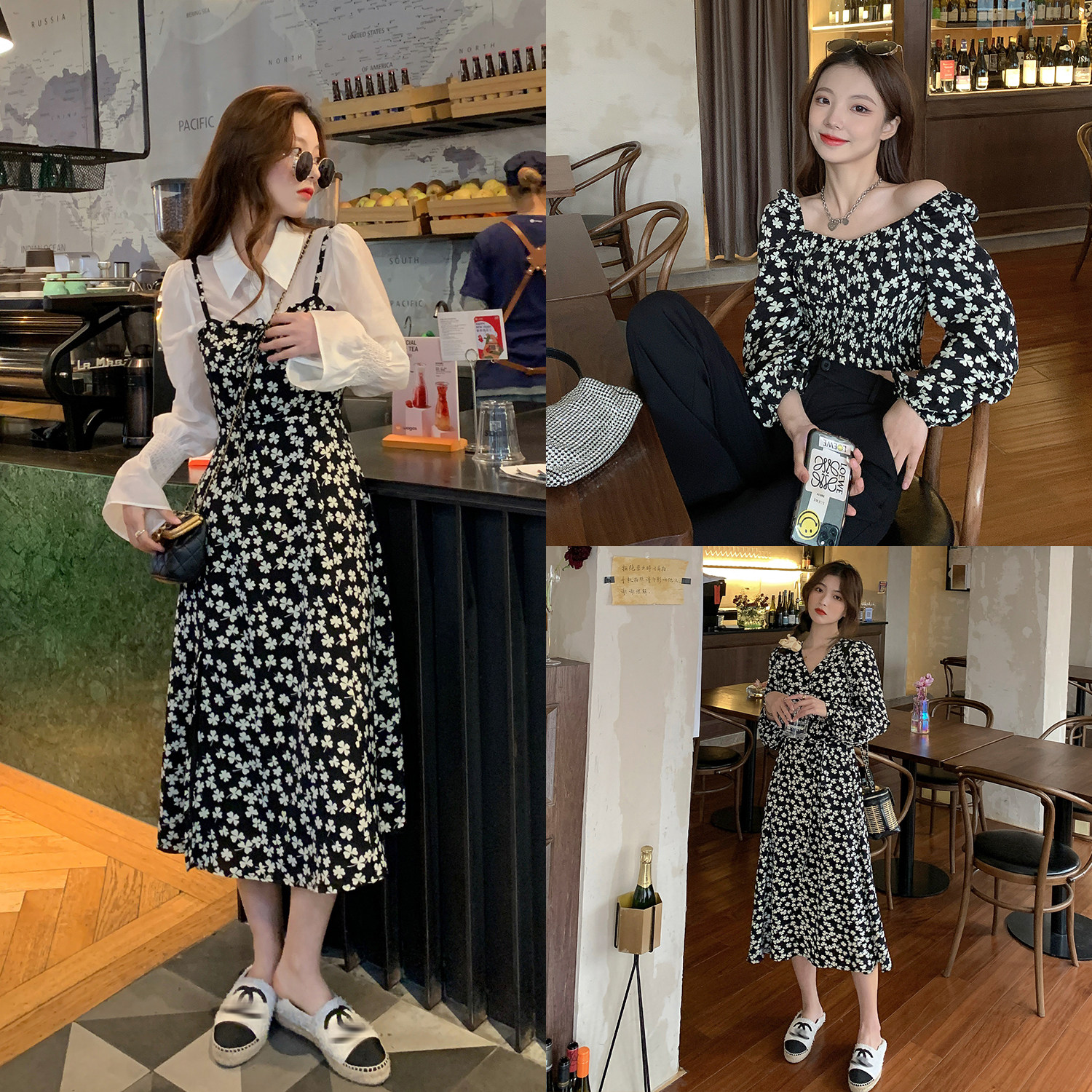 (Huchu Beautiful Genie Valley) Harness Ocean Dress Woman 2022 Early spring French long version of Snow Textile Broken Flowers Skirt