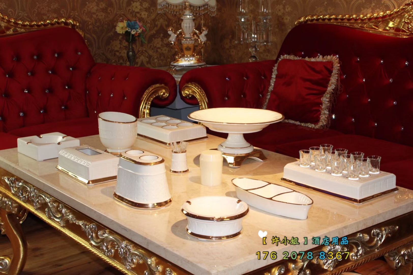 2019 new ceramic KTV swing table song hall tea table surface paper towel box cigarette ash tray Phnom Penh fruit pan wheat rack white porcelain