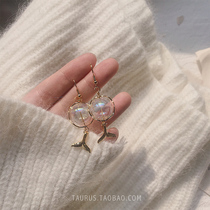French Mermaid Tears bubble glass ball earrings female winter style exquisite earrings Super Fairy earrings Super fairy earring temperament Korean personality