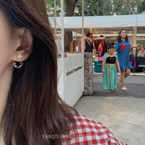 Five-pointed star a two-wearing earrings female super fairy 2021 New Tide Joker personality temperament sterling silver earrings