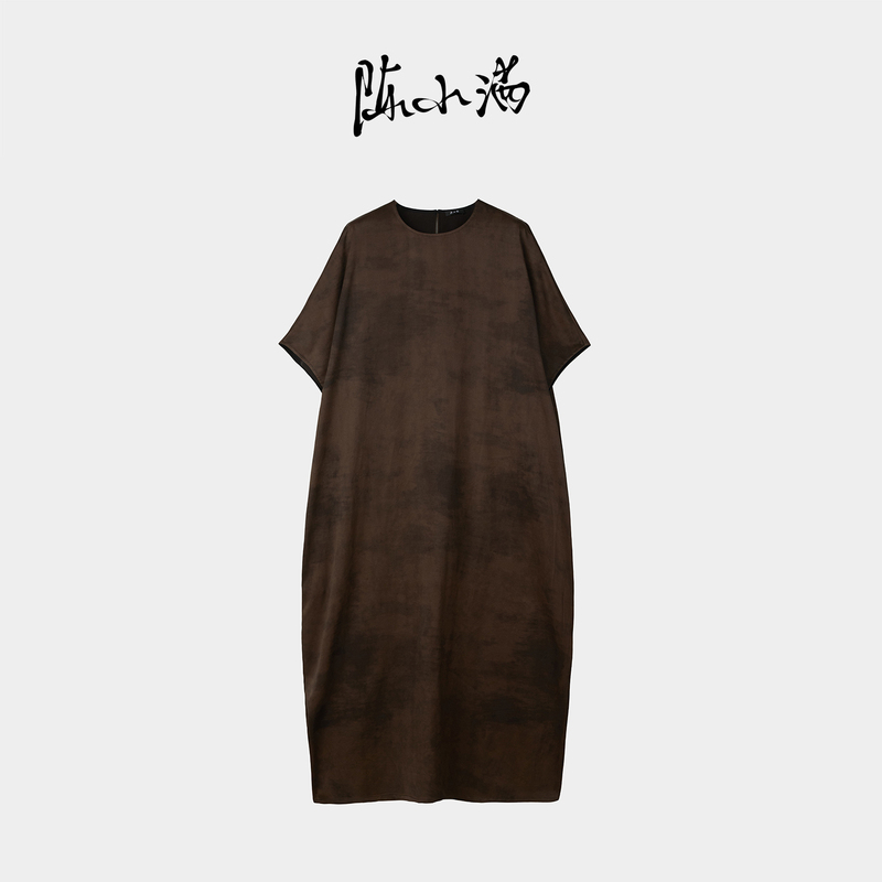 Chen Xiaoman's Original Design Heavy Silk Fragrant Cloud Yarn Short-Sleeved Dress 2026 Summer New Mulberry Silk Dress