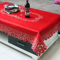 european style tea table cloth fabric festive red rectangular wedding table cloth wedding cover cloth