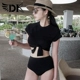 DK áo tắm nữ bảo thủ mùa xuân nóng bỏng phù hợp với áo tắm nữ ngắn tay cao eo ngắn chia đôi bikini hai mảnh
