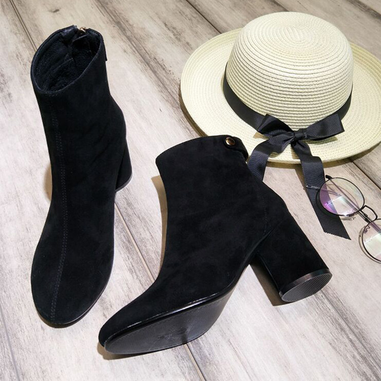 women's autumn and winter new thick heel round toe trendy shoes