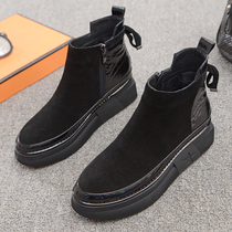 Womens shoes splicing thick-soled muffin zipper English womens shoes