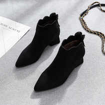 Womens shoes plus velvet zip female chunky-heel high-heeled shoes