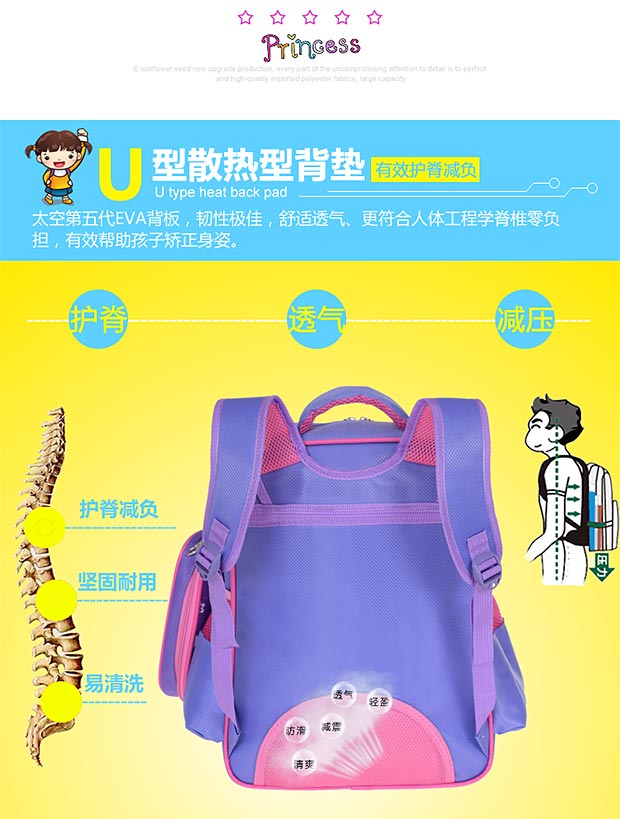 Schoolbag tiểu học nữ 6-12 tuổi trẻ 1-3-5 cô gái lớp 4-6 cô gái túi cô gái cô gái - Túi bé / Ba lô / Hành lý ba lô du lịch