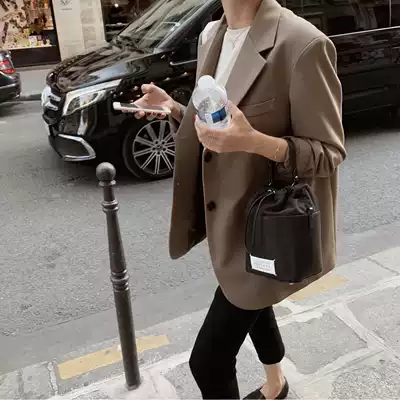 Curry blazer women 2021 autumn Korean version of loose Joker casual retro temperament oversize suit women