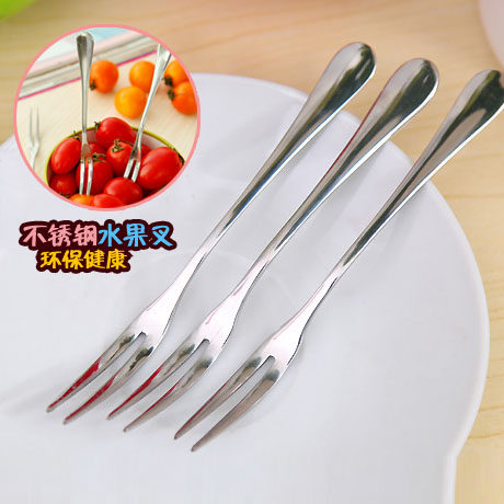 10 stainless steel fruit forks household fruit sign children eat fruit small fork creative fruit insert
