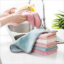 5 strips of coral velvet thickened absorbent dishcloth kitchen does not stain oil do not touch oil wash dishes clean rag towel