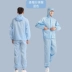 Bộ đồ phòng sạch liền quần chống bụi chống tĩnh điện, bộ đồ phòng sạch nhà xưởng chống bụi thoáng khí, quần áo chống tĩnh điện có mũ trùm đầu 