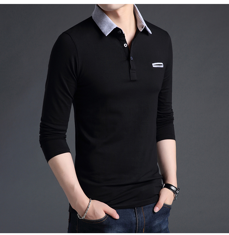 Mùa thu và mùa đông mẫu áo thun nam tay dài chất liệu cotton rộng rãi trên vạt áo trẻ trung màu mỡ cộng với quần áo nam XL áo phông nam