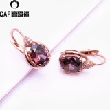 Ювелирное украшение, золотые модные серьги, Россия, 14 карат, розовое золото, с драгоценным камнем