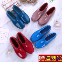 Spring and autumn fashion rain shoes women shallow saliva shoes waterproof non-slip short tube low help labor insurance shoes Rubber shoes work rain shoes men and women