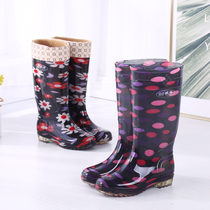 Rain Shoes Lady High Cylinder Rain Boots Spring Autumn Crystal Long Drum Water Boots Gush Warm Non-slip Rubber Shoes Fashion Water Shoes