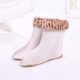 Áo mưa cotton tay áo nữ ống thấp cao qua giày cao su mùa đông cộng với nhung ấm có thể tháo rời