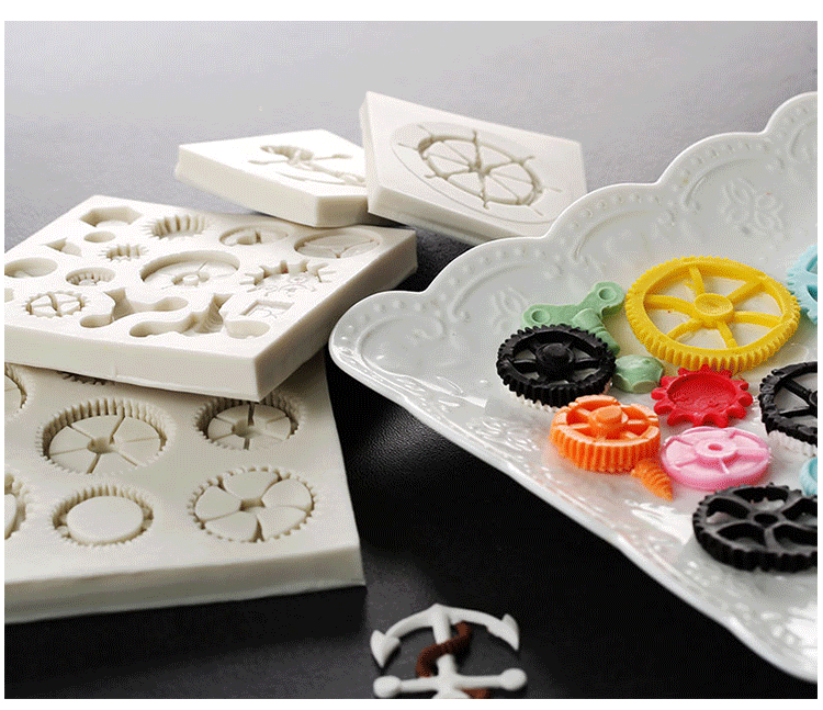 Fondant Silicone Khuôn DIY Sôcôla Hương liệu Xà phòng Handmade Khuôn mẫu Máy móc công nghiệp Gear Silicone Khuôn Bánh Trang trí khuôn bánh trung thu rau câu