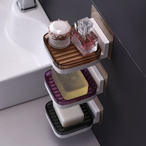 Bathroom suction cup soap box Wall-mounted soap box Hole-free toilet storage creative drain soap rack Soap holder