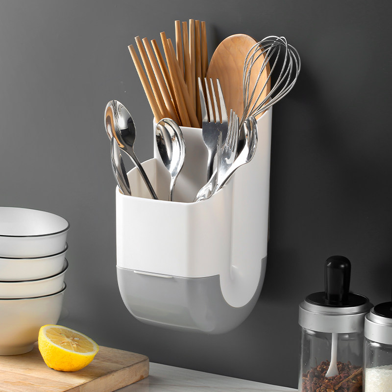 Kitchen draining chopsticks tube chopsticks rack cage chopsticks tube tableware rack free punching wall hanging household spoon storage box