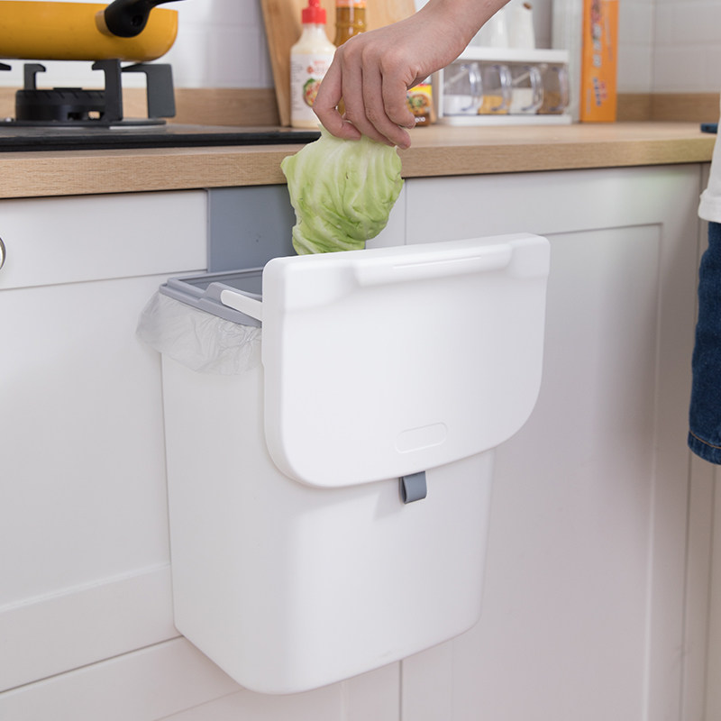 Kitchen trash can wall-mounted domestic closet cabinet door hanging kitchen waste storage with lid living-room Dressing Room Toilet Paper