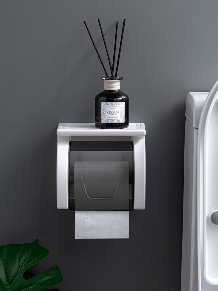 Powder room tissue box Toilet toilet paper roll toilet paper roll non-perforated waterproof roll toilet paper holder Household toilet paper box shelf