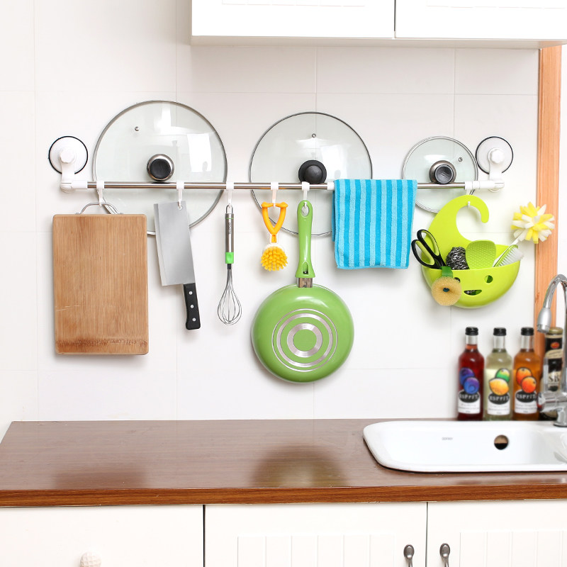 Biqing Powerful Suction Cup Wool Towel Rack Bathroom stainless steel retractable towel rack wall-mounted dressing room corner towel hanging