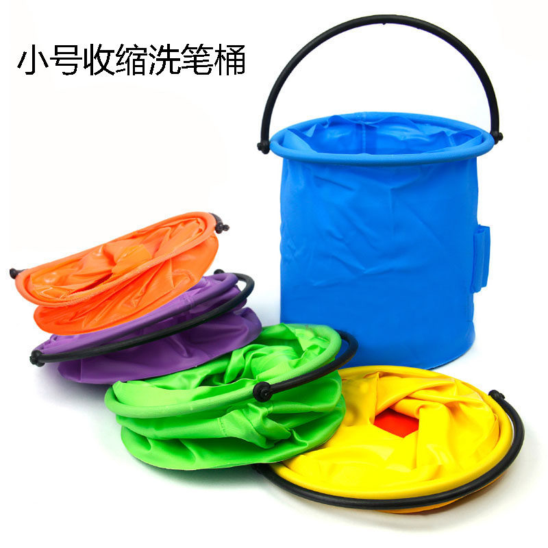 Small Number Plastic Color Shrink Wash Pen Barrel Quality Plastic Small Bucket Folding Square Portable with small bucket