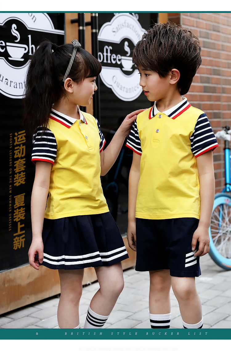 17 sản phẩm mới mẫu giáo quần áo mùa hè ngắn tay phù hợp với gió Anh trường tiểu học đồng phục trẻ em nam giới và phụ nữ lớp dịch vụ tùy chỉnh shop trẻ em