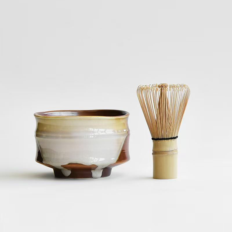 Japanese Handmade Rustic Pottery Matcha Bowl, Kung Fu Tea Ceremony Accessories, Miso Soup Bowl, Song Dynasty Tea Ceremony Set for Making Matcha