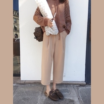 Golden mushroom mushroom winter all-match fashionable smoking pants straight wide legs thin thick nine-point pants