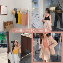 Mushroom mushroom eyes closed in summer refreshing Joker linen small suspenders wear vneck slim body vest