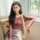 Mùa thu 2018 phiên bản Hàn Quốc mới của áo len cổ chữ V dài tay áo len nữ sang trọng Áo len mỏng mỏng chạm đáy