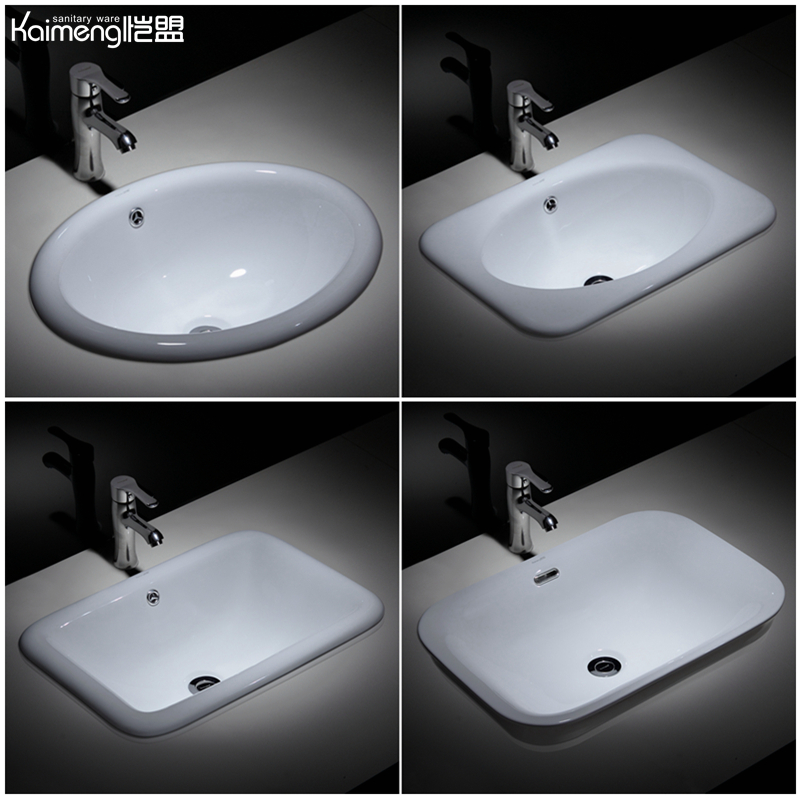 Keng Mid-embedded terrace basin make-up room Home washbasin rectangular ceramic washbasin Taichung basin Single sink