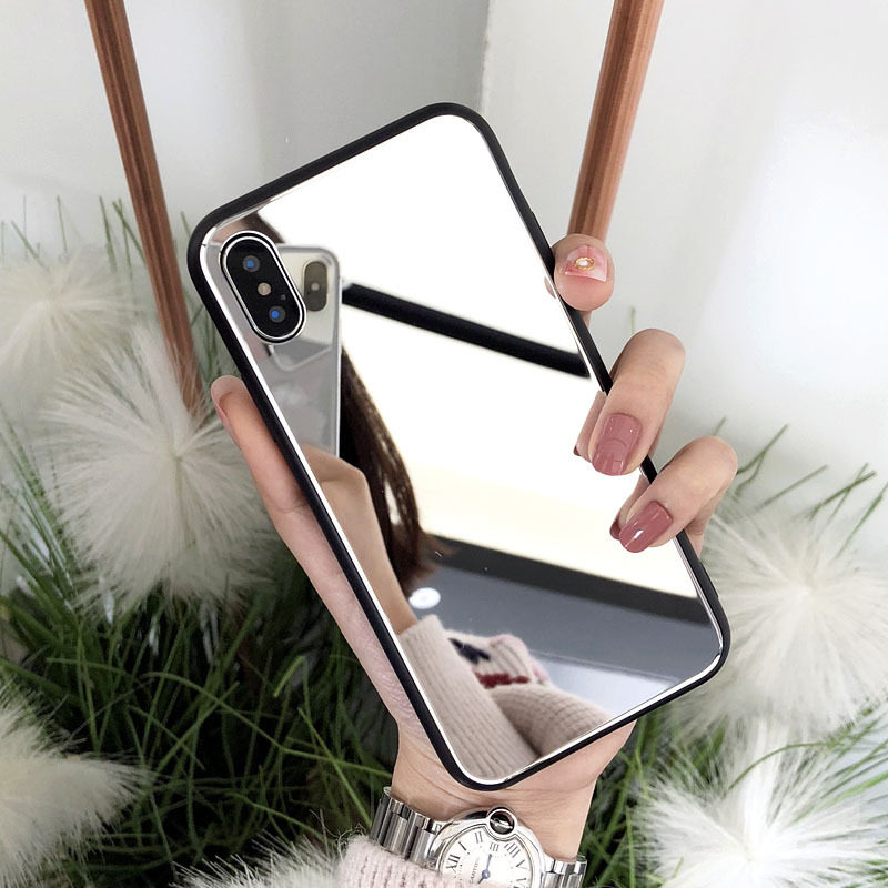 For iphone x phone case back with mirror 8plus have 12 11 7plus makeup XR XSMAX