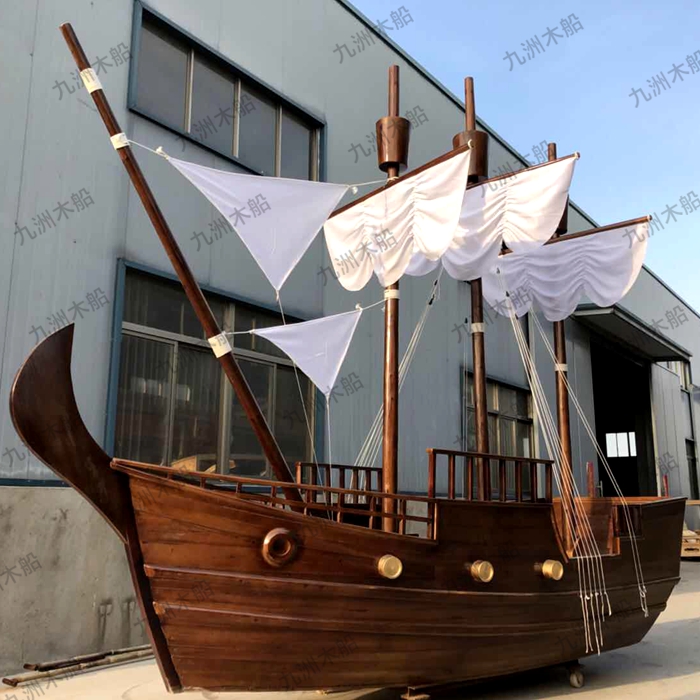 Custom Pirate Wooden Boat Trim Boat Landscape Boat Props Mediterranean Wood Bed Cashier Counter Large Craft Wooden Boat