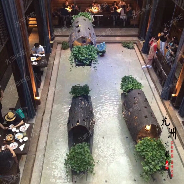 Wooden Boat Urcanopy Boat Dining Room Decorated Ship Imitation Ancient Wooden Boat Solid Wood Pendulum European-style sightseeing boat fishing boat