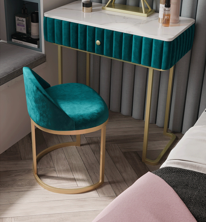 Nordic light luxury chair backrest bedroom girl home net red makeup stool modern minimalist ins style dressing table