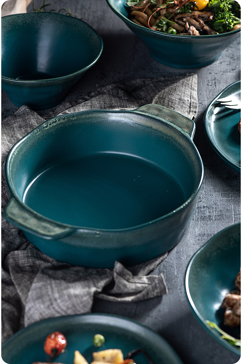 Creative ears ins western soup plate plate deep dish of household food of breakfast tray all the ceramic fruit salad plates