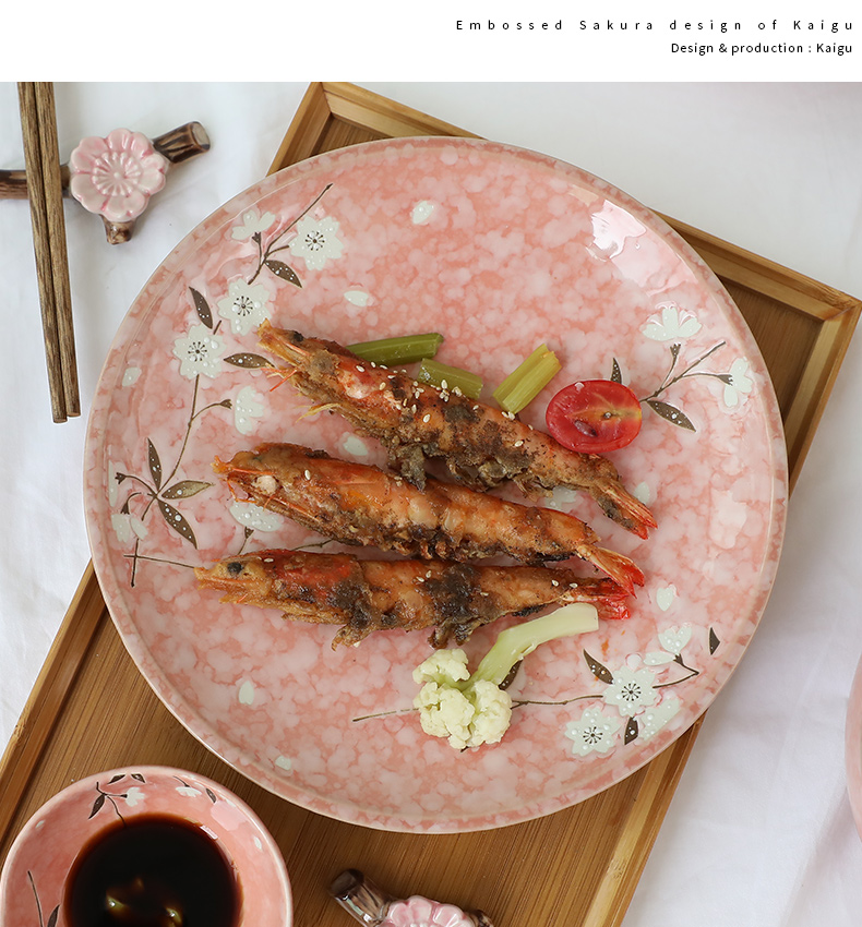 Japanese and wind flat ceramic tableware suit cuisine consists of sushi plate breakfast dish bowl of creative ltd.